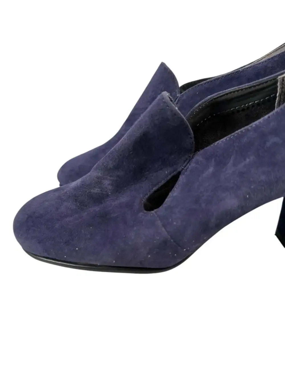 Aerosoles Navy Suede Shooties Cutout Back Zip Block Heel Comfort Womens 6.5